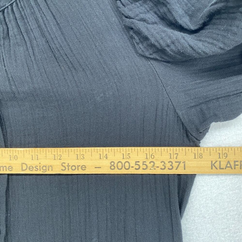 GAP Dress XS Crinkle Gauze Mini Tiered Ruffle Button Front Puff Sleeve Black NEW - Picture 13 of 16
